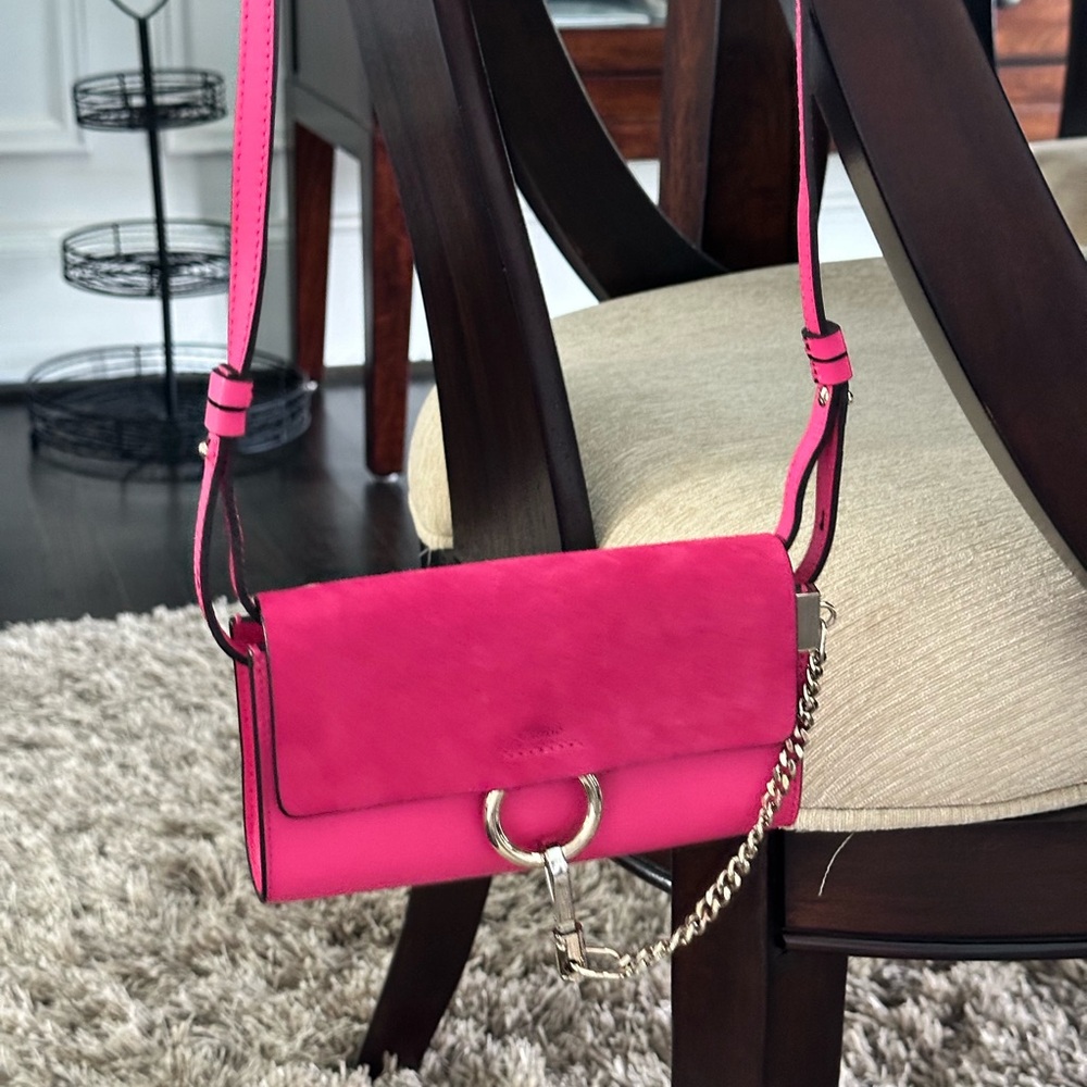 CHLOE Mini FAYE Fuchsia Leather and Suede Crossbody in EUC Like New Dust Bag